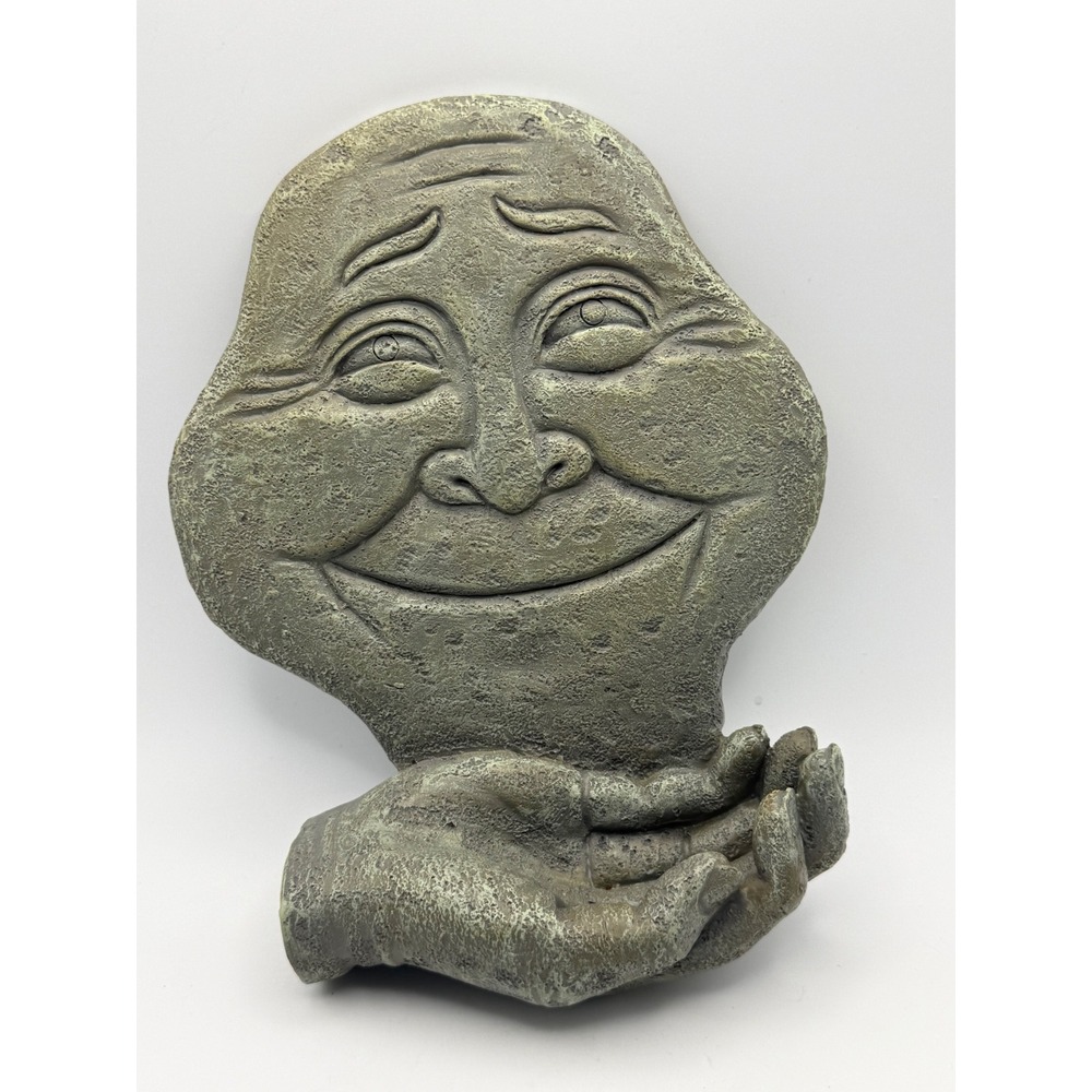 International Bazaar Smiling Face in Hand Wall Sculpture Stone Look Decor